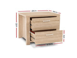 Artiss Bedside Table 2 Drawers - MAXI Pine FURNI-N-MAXI-BS01-WD