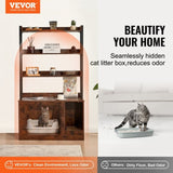 Cat Litter Box Enclosure Wooden Litter Box Furniture Hidden with 3 Shelves V952-DHSCBBSNJSMSUOAB6V0