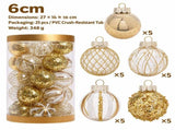 25-Piece PET Christmas Ball Ornament Set with Glitter and Sequin Detailing, Shatterproof Holiday V1341-ZY-JJ9ULJV3-PINK