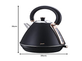 Pronti 1.7L Rose Trim Collection Kettle - Black KTL-017-GST-BK