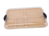 Charcuterie Board with Clear Lid 5 Sections Wooden Cheese Board for Serving Picnics V1294-YM0901-3118250105811