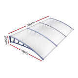 Instahut Window Door Awning Canopy 1.5mx3m Transparent Sheet Grey Plastic Frame AWN-15X3-CLR