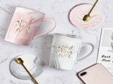 Best Mom Ever Coffee Mug Gift Set with Lid, Spoon & Coaster, 14oz Pink Marble Ceramic Cup for V1107-CS-DLSMKBB