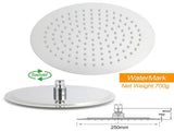 WELS Round Chrome 10" Dual Shower Head 3 Mode Handheld Gooseneck Wall Arm Twin Taps Set V1233-A703ROHR003M4CKSR110CPF0282A