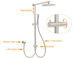 Brushed Nickel Round 8" Rain Head Shower Stainless Steel Handheld Sliding Rail Arm Chrome Set Twin V1233-SC842BSSS019CBNKSR108NKC0292BN