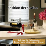 Black Modern Ribbon Wine Bottle Holder - Creative Floating Wine Rack for Home and Bar Dcor V888-ELOSUNG13545