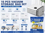 15-piece Travel Vacuum Storage Bags Set for Clothes and Bedding, Space Saving Compression Bags for V888-ELOSUNG53333