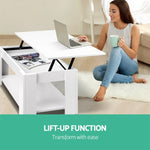 Artiss Coffee Table Lift-top Coffee Table White FURNI-G-COF-LIFT-WH