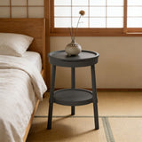 Small Side Table with Drawer and Shelf - Multifunctional Bedside Table with Storage - Nightstand V1366-AZ2-W-13062