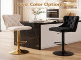 Artiss 4x Bar Stools Counter Chair Kitchen Adjustable Nailhead Trim Velvet Ivory BA-K-1105-IVX4