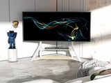 White Heavy Duty TV Floor Stand with 2-Tier Shelves for 65-100 Inch Large Screens V767-U-Z1188-WT