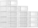 CARLA HOME 12-Pack Clear Shoe Storage Boxes - Stackable - White - Shoe Box Storage V178-36400