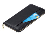 Dark Blue Premium Genuine Leather RFID Blocking Long Wallet - Unisex Multi-Card Organizer Clutch V888-ELOSUNG27838
