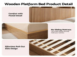 Artiss Double Bed Frame with Storage, 4 Drawers, USB and Night Light Natural WBED-F-TAMBUR-D-WOOD-ABC