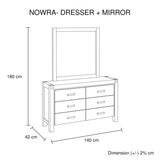 Dresser with 6 Storage Drawers in Solid Acacia & Veneer With Mirror in Chocolate Colour V43-DRS-NOW-CH