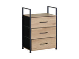 CARLA HOME 3 Drawer Tallboy Storage Cabinet - Brown - Rustic - Steel - Chest Drawers Tallboy V178-36451