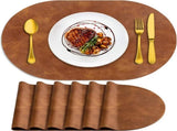 Placemats, Heat Resistant Oval Placemats Set of 6 Washable 12 x 17 Inch, Waterproof Table Mats, V1258-DP02-F-714