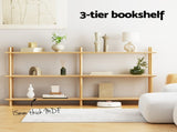 Artiss Bookshelf 3 Tiers Bookcase Display Shelves Wooden Storage Stand Rack Pine FUR-S-BSHELF-04-WD