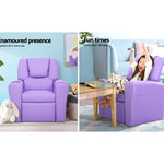 Keezi Kids Recliner Chair Purple PU Leather Sofa Lounge Couch Children Armchair KID-RECLINER-PUR