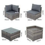 6PCS Outdoor Modular Lounge Sofa Coogee-Grey V264-OTF-508S-LGR