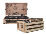 Crosley Voyager Bluetooth Portable Turntable - Floral Bundled Record Storage Crate V398-CR8017BSC-FL4