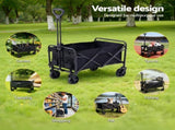 Gardeon Garden Cart Folding Trolley Camping Wagon Barrow Outdoor Beach Black XFEL-GCT-OX-L-BK