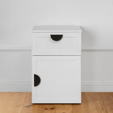 PORTO BEDSIDE TABLE - WHITE - HAMPTONS - HALF MOON BLACK V164-ECS13WHB04B