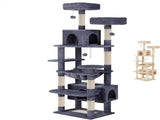 CARLA HOME 180cm Cat Tree Tower for Indoor Cats with Plush Perches, Dual Condos, Natural Sisal V178-36386