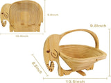 Elephant Shaped Collapsible Bamboo Fruit Basket, Foldable Fruit Bowl Holder & Snack Dry Fruit V1188-MS-909-003