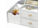Cosmetic Storage Drawer Large Capacity Plastic Drawer Stationery Container with Mirror White V1294-YM0521-3117220286511