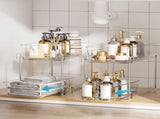 2 Pack Bathroom Organizer, 2 Tier Clear Under Sink Organizers Vanity Countertop Storage V1079-BATHO2