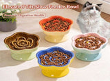 Ceramic Cat Dog Slow Feeder Bowl Caribbean Blue Paw Print Elevated Anti-Choke Pet Bowl 180g 200ml V1221-XM-LB8588-GM274