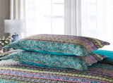 Grenn Teal Boho style Printed Bedspread Quilt Set Pillowcases V745-MAC06193Q13U