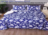 Ramesses Spring Blue 3 Pcs Bamboo Blend Ultrosonic Reversible Comforter Set Queen V442-KIT-COMFORTER-3PCSSPRING-BLUE-QS