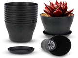 Pots for Plants, 8 Pack 4.8 inch Plastic Planters with Multiple Drainage Holes and Trays - Plant V1189-WXFWAL-20260319-01164