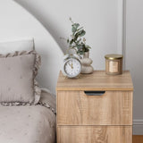 PORTO BEDSIDE TABLE - NATURAL OAK - SLIM - PULL BLACK V164-ECS13STB03B