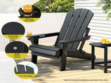 Gardeon Outdoor Chairs Folding Adirondack Beach Chair HDPE Sun Lounge Patio Furniture Garden Black FF-BEACH-HEFD-BK