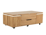 Fittro 3-in-1 Lift Top Coffee Table with 4 Chairs, Dining Table Work Desk Built-in Storage, MF-CT-W4C-NAT-AB