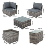 7PC Outdoor Wicker Loveseat Setting with Storage Corner V264-OTF-530S-BLK-OTF-508-BLK