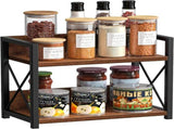 CARLA HOME 2-Tier Countertop Shelf Organizer Rustic Wood Kitchen Spice Rack for Storage, Condiments V178-36177