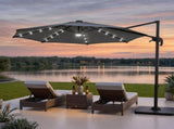 Instahut Outdoor Umbrella 3m Solar LED Offset Cantilever Patio Parasol Charcoal UMB-ROMA-LED-8RIB-CO