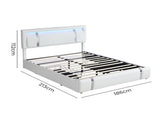 Levede King Bed Frame Leather Headboard RGB 2 Drawers BF1069-K