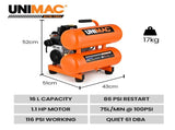 UNIMAC 16L Twin Tank Air Compressor, 116PSI Portable Silent Oil-Free Electric, for Airtools Tyre V219-TOLACMUM1C6FA