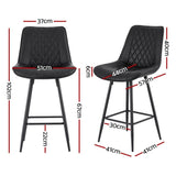 Artiss 4x Bar Stools Kitchen Dining Chair Counter Stool Diamond PU Leather Black BA-K-799-BKX4