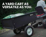 PLANTCRAFT 270kg Capacity Metal Dump Cart Garden Lawn Yard Farm Trolley, Tow Behind Ride on Mower V219-MOWCRTPLTCSD1