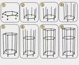 Black 360&deg Rotating Hexagonal Clothes Drying Rack with Wheels & Drying Net - Foldable Carbon Steel V888-ELOSUNG55635