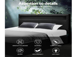 Artiss Bed Frame Double Size LED Gas Lift Black COLE BFRAME-E-COLE-D-BK-ABC