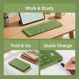 Portable Tri-Fold Bluetooth Keyboard 3-Channel Multi - Green - Size 28.2*9.7cm V1107-888-71437-GRN