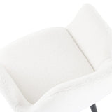 Boucle – teddy Sherpa Fabric Bliss Armrest Dining Chair Ensemble V264-DNC-420V-WHE-02-1