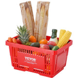 VEVOR Shopping Basket, Set of 12, 24L Durable Plastic Grocery Basket with Handle and Stand, 425 x V952-GXSBSSLGWLHS08MIEV0